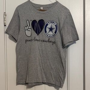 NFL Dallas Cowboys Gray Peace Love T-Shirt